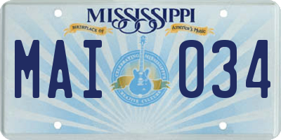 MS license plate MAI034