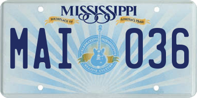 MS license plate MAI036