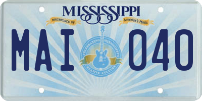 MS license plate MAI040