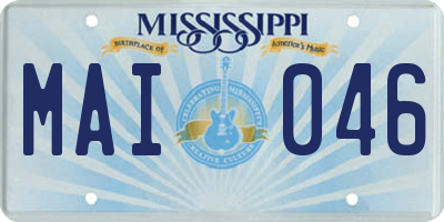 MS license plate MAI046