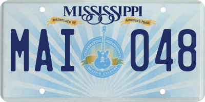 MS license plate MAI048