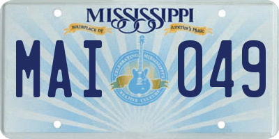 MS license plate MAI049