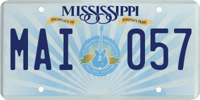 MS license plate MAI057