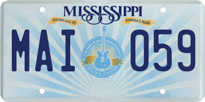 MS license plate MAI059