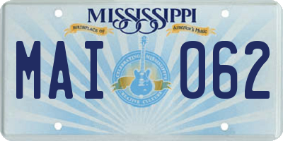 MS license plate MAI062
