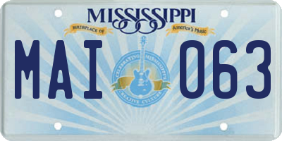 MS license plate MAI063