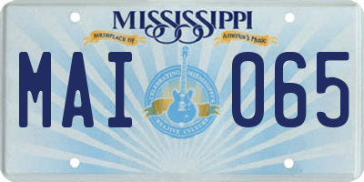 MS license plate MAI065