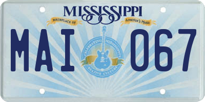 MS license plate MAI067