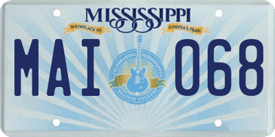 MS license plate MAI068