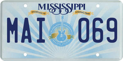 MS license plate MAI069