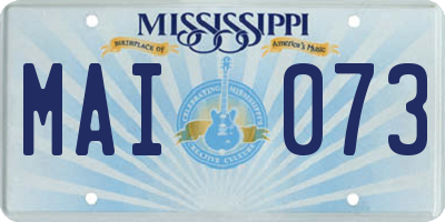 MS license plate MAI073
