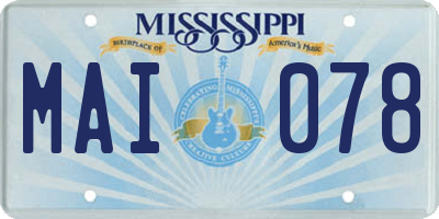 MS license plate MAI078