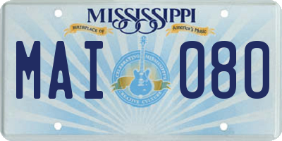 MS license plate MAI080