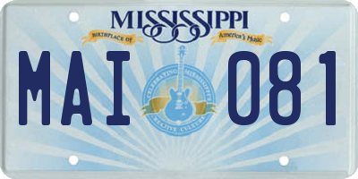 MS license plate MAI081