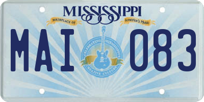 MS license plate MAI083