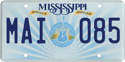 MS license plate MAI085