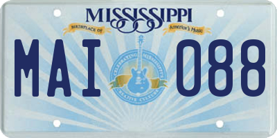 MS license plate MAI088