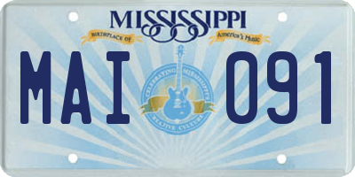 MS license plate MAI091