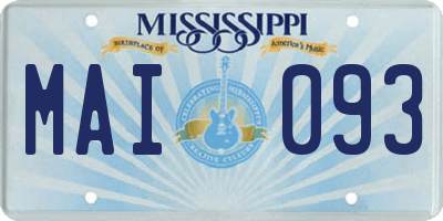 MS license plate MAI093