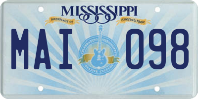 MS license plate MAI098