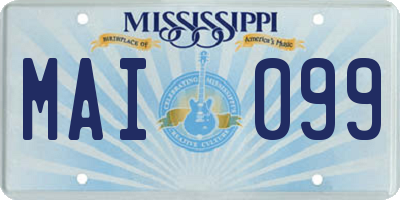 MS license plate MAI099