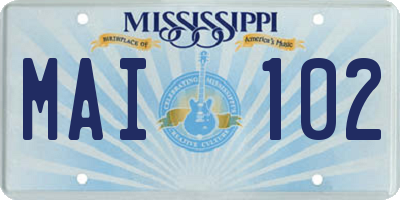 MS license plate MAI102