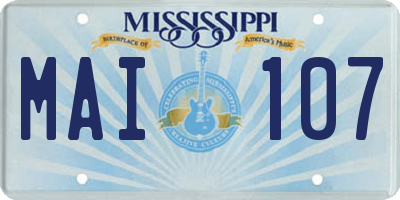 MS license plate MAI107