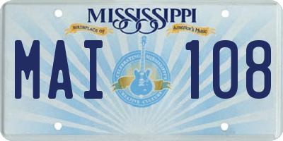 MS license plate MAI108