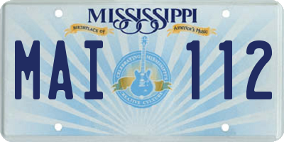 MS license plate MAI112