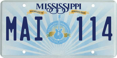 MS license plate MAI114