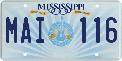 MS license plate MAI116