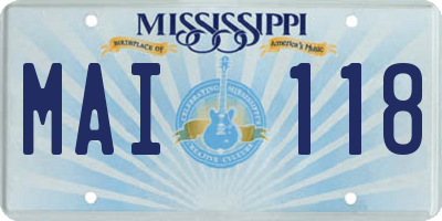 MS license plate MAI118