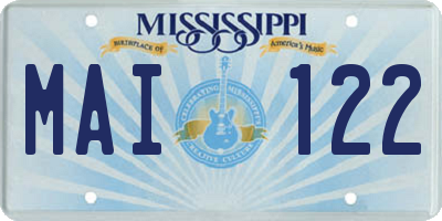 MS license plate MAI122
