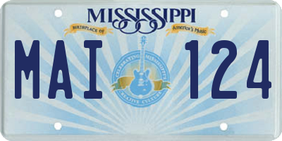 MS license plate MAI124