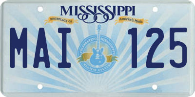 MS license plate MAI125