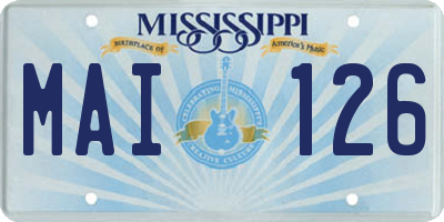 MS license plate MAI126