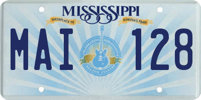 MS license plate MAI128