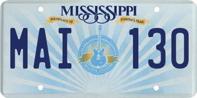 MS license plate MAI130