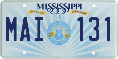 MS license plate MAI131
