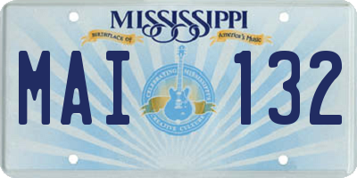 MS license plate MAI132
