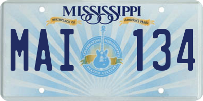 MS license plate MAI134