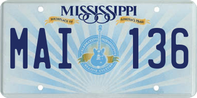 MS license plate MAI136