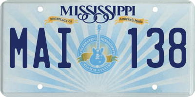 MS license plate MAI138