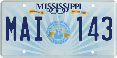 MS license plate MAI143