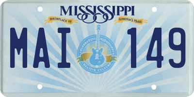 MS license plate MAI149