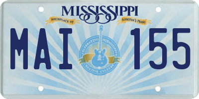 MS license plate MAI155