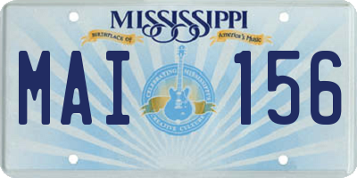 MS license plate MAI156