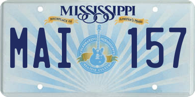 MS license plate MAI157