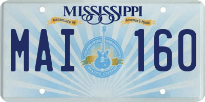 MS license plate MAI160