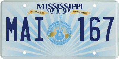MS license plate MAI167
